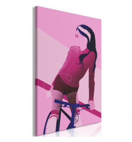Schilderij - Woman on Bicycle (1 Part) Vertical