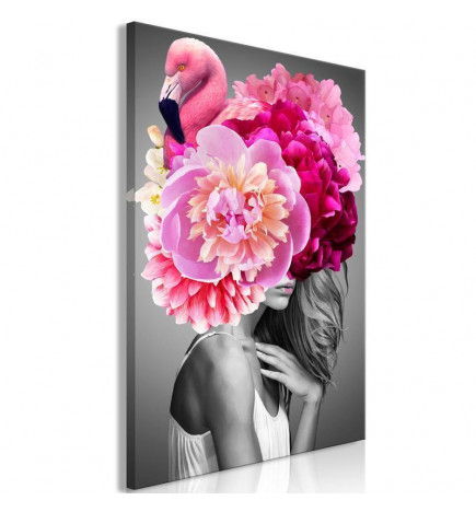 Canvas Print - Flamingo Girl (1 Part) Vertical