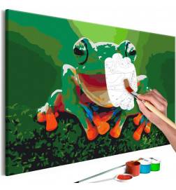DIY canvas painting - Laughing Frog