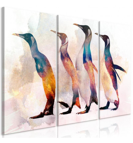 Schilderij - Penguin Wandering (3 Parts)