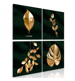 Quadro collage con le foglie dorate - 4 quadri