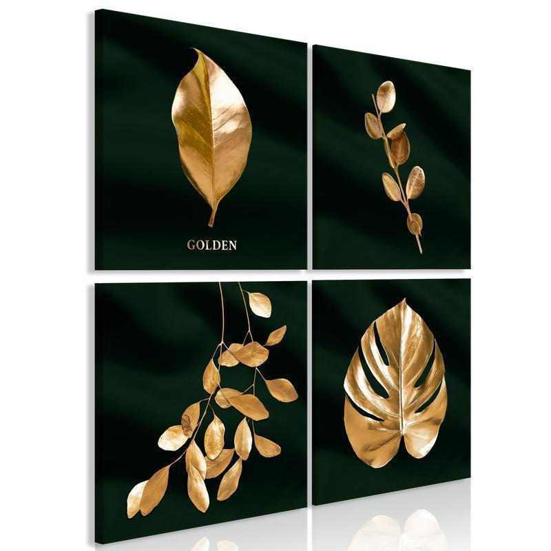 56,90 €Quadro collage con le foglie dorate - 4 quadri