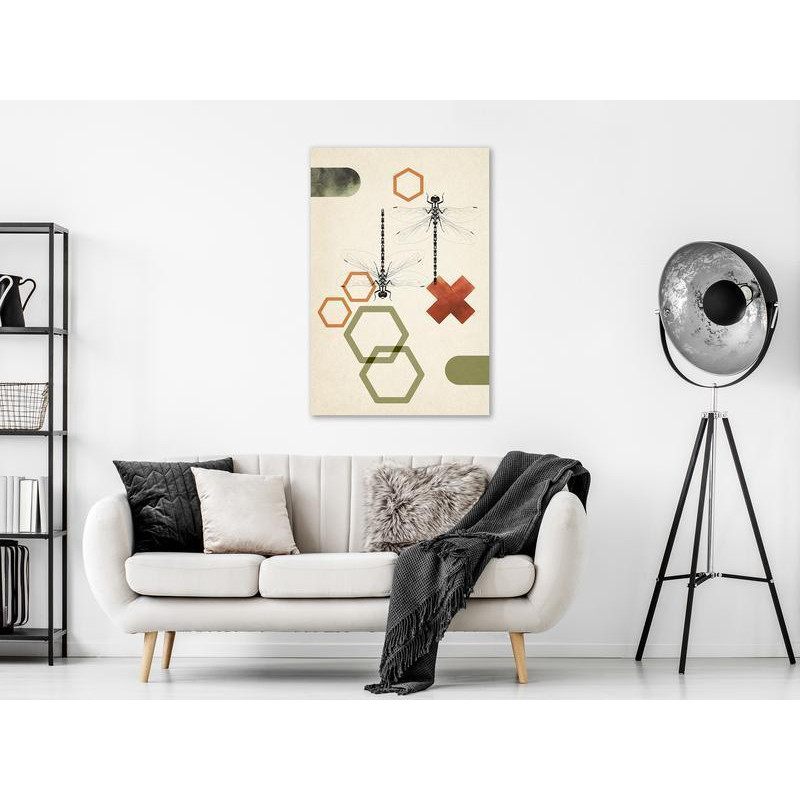 61,90 € Canvas Print - Dragonflies and Geometry (1 Part) Vertical