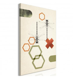 Canvas Print - Dragonflies and Geometry (1 Part) Vertical