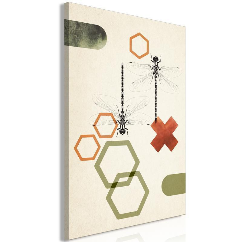 61,90 € Canvas Print - Dragonflies and Geometry (1 Part) Vertical