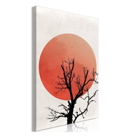 Quadro con un albero nero e il sole rosso