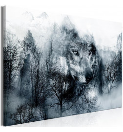 Schilderij - Mountain Predator (1 Part) Wide Black and White