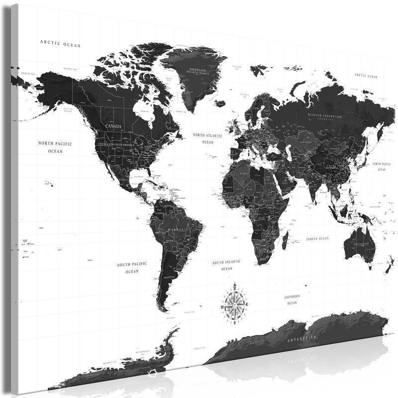 31,90 € Canvas Print - Black and White Map (1 Part) Wide