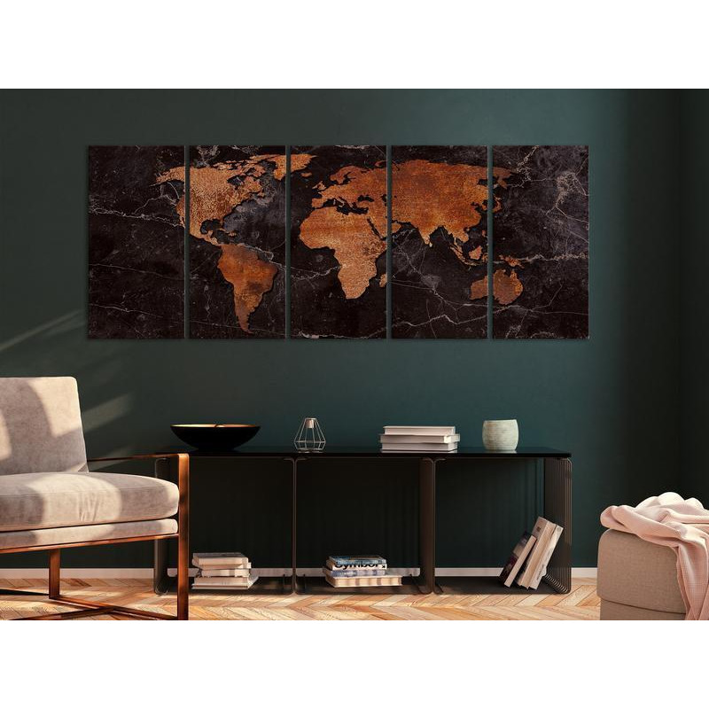 70,90 € Schilderij - Copper Map (5 Parts) Narrow