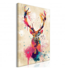 Leinwandbild - Watercolor Deer (1 Part) Vertical