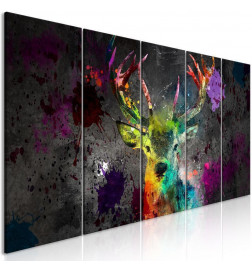 Canvas Print - Rainbow Deer (5 Parts) Narrow