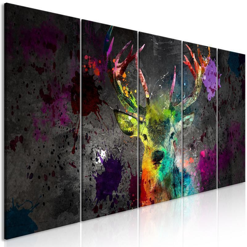 70,90 € Canvas Print - Rainbow Deer (5 Parts) Narrow