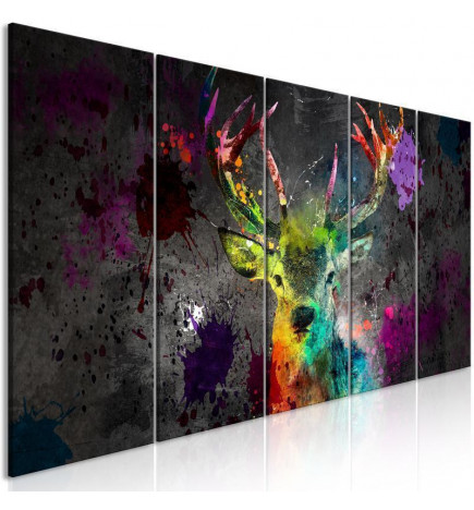 Schilderij - Rainbow Deer (5 Parts) Narrow