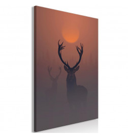 Canvas Print - Deers in the Fog (1 Part) Vertical