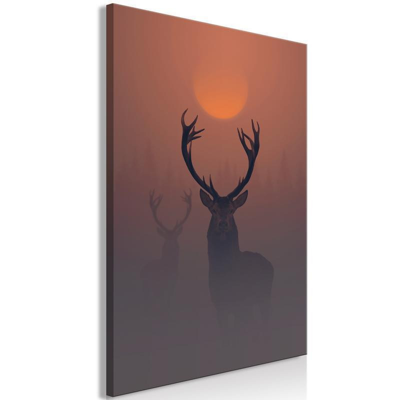31,90 € Canvas Print - Deers in the Fog (1 Part) Vertical