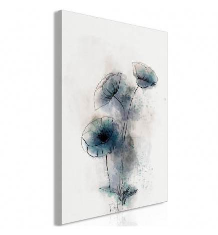 Schilderij - Blue Poppies (1 Part) Vertical