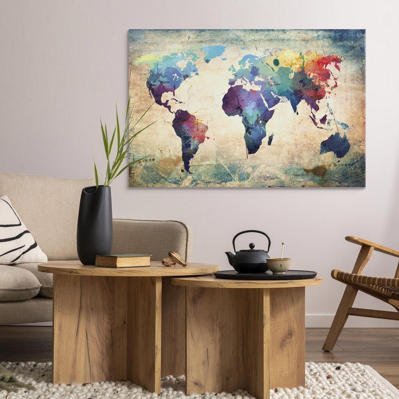 31,90 € Schilderij - Rainbow-hued map