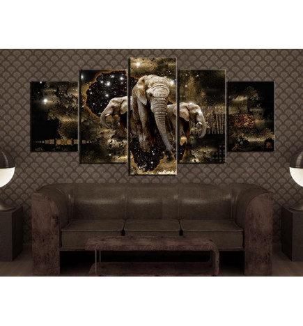 70,90 € Leinwandbild - Brown Elephants (5 Parts) Wide