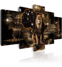 Schilderij - Golden Lion (5 Parts) Wide