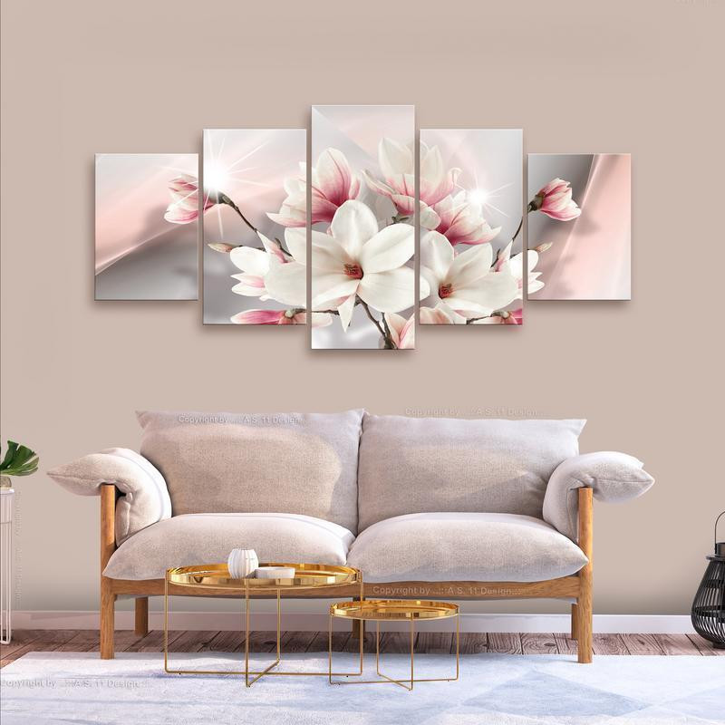 92,90 € Canvas Print - Magnolia in Bloom (5 Parts) Wide