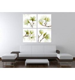 quadro con le magnolie - 4 quadretti - arredalacasa