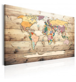 Kanvas druka — pasaules karte: krāsaini kontinenti