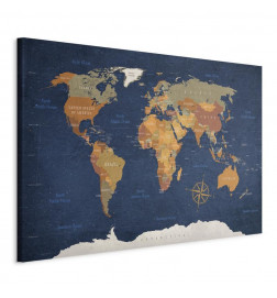 Schilderij - World Map: Ink Oceans