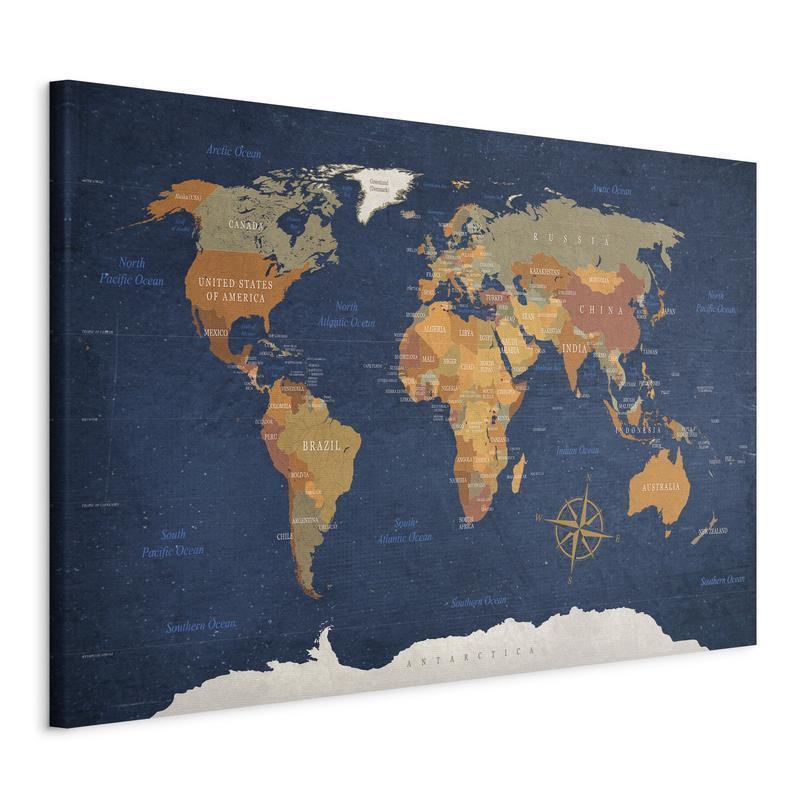31,90 € Leinwandbild - World Map: Ink Oceans