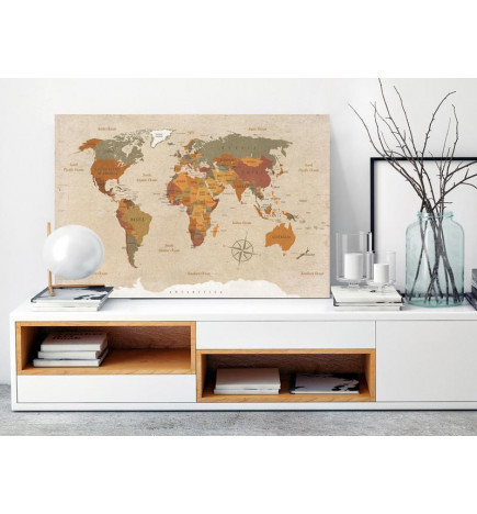 31,90 € Canvas Print - World Map: Beige Chic