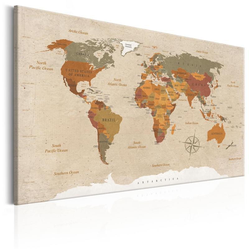 31,90 € Leinwandbild - World Map: Beige Chic