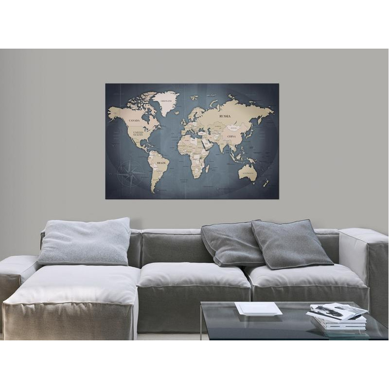 31,90 € Leinwandbild - World Map: Shades of Grey
