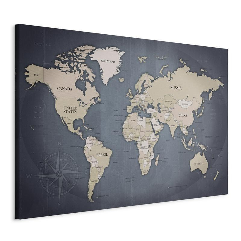 31,90 € Canvas Print - World Map: Shades of Grey