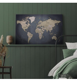 Schilderij - World Map: Shades of Grey