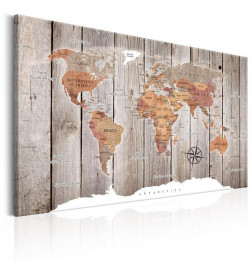 31,90 € Canvas Print - World Map: Wooden Stories