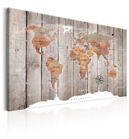 Leinwandbild - World Map: Wooden Stories