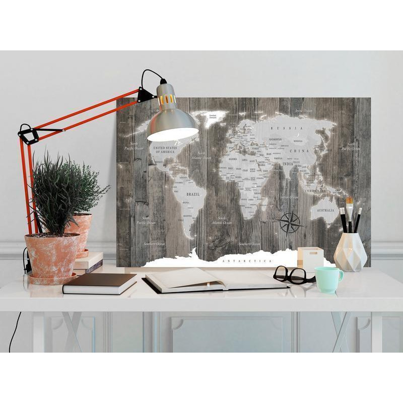 31,90 € Leinwandbild - World Map: Wooden World
