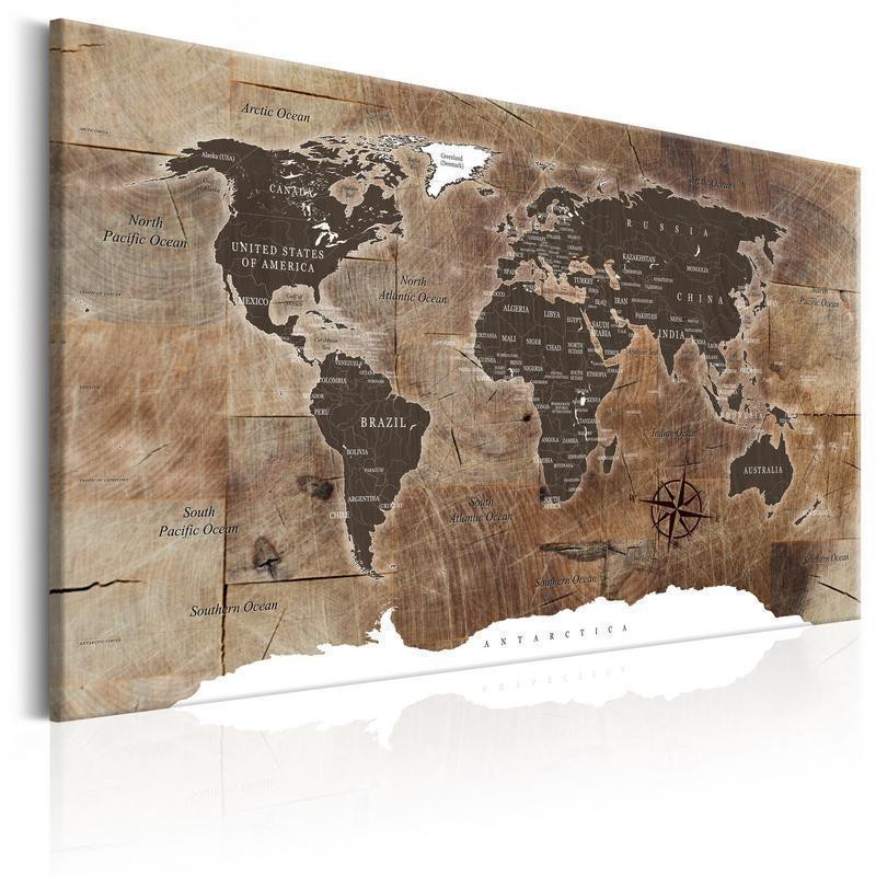 31,90 € Canvas Print - World Map: Wooden Mosaic