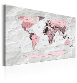 Schilderij - World Map: Pink Continents