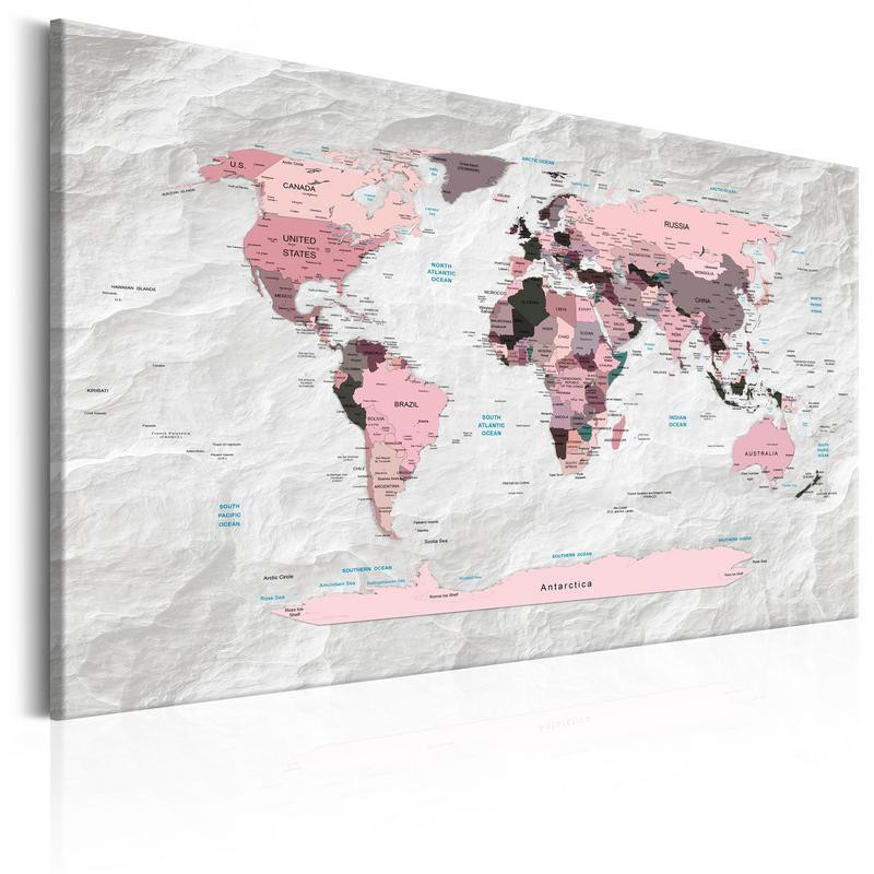 31,90 € Paveikslas - World Map: Pink Continents