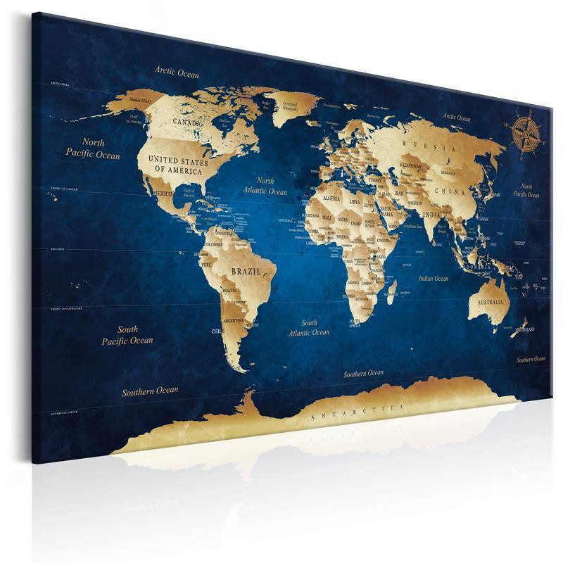 31,90 € Leinwandbild - World Map: The Dark Blue Depths