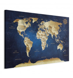 Schilderij - World Map: The Dark Blue Depths
