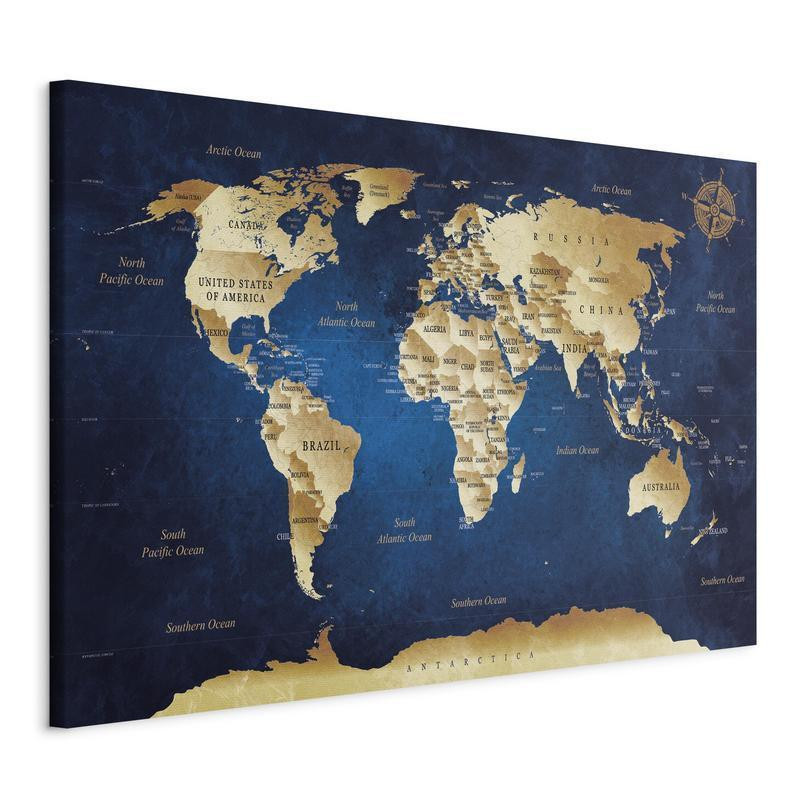 31,90 € Leinwandbild - World Map: The Dark Blue Depths
