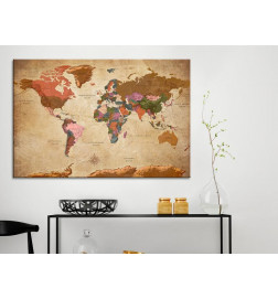 Paveikslas - World Map: Brown Elegance