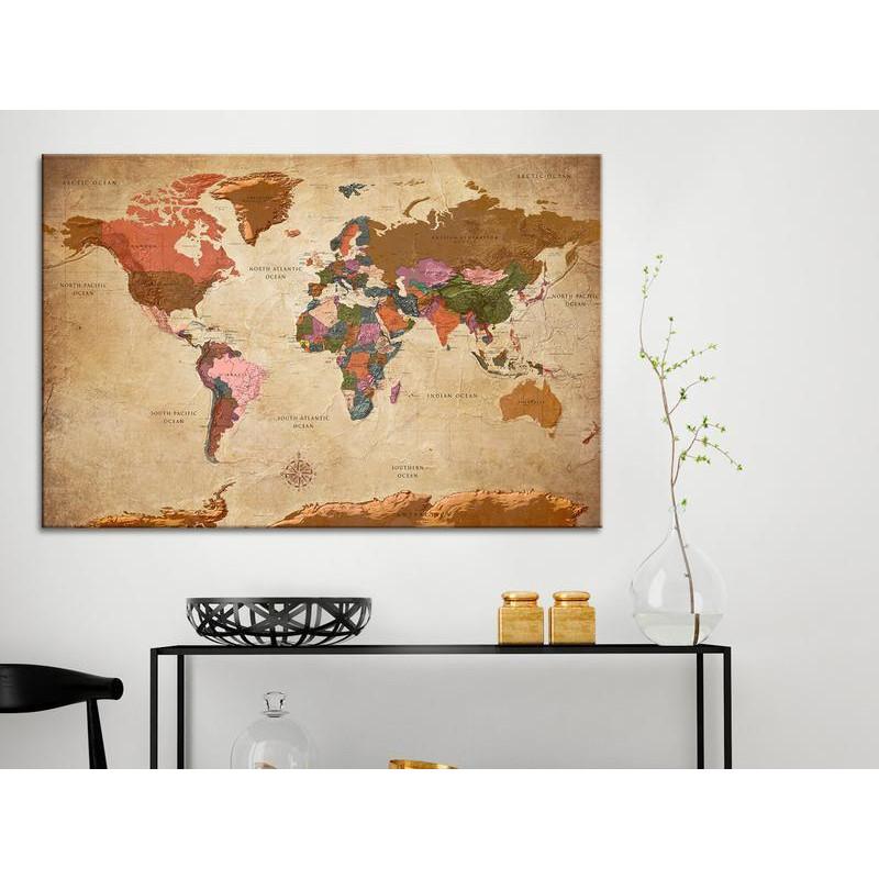 70,90 € Leinwandbild - World Map: Brown Elegance