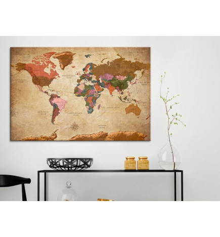 Leinwandbild - World Map: Brown Elegance