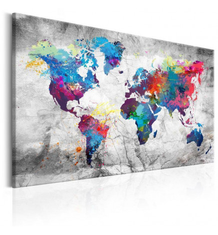 31,90 € Leinwandbild - World Map: Grey Style