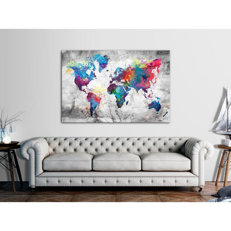 31,90 € Schilderij - World Map: Grey Style