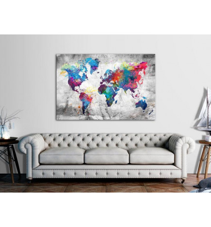 Canvas Print - World Map: Grey Style
