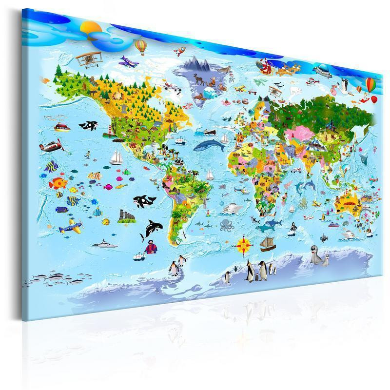 31,90 € Canvas Print - Childrens Map: Colourful Travels