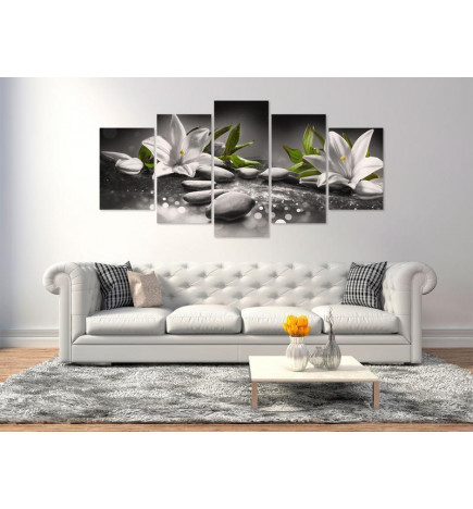 Slika - Lilies and Stones (5 Parts) Wide Grey
